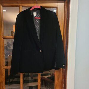 J. CREW SZ 10 Black Velvet Lined Blazer NEW without tags